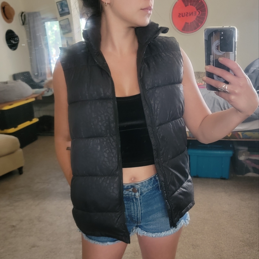 Cheetah print puffy vest